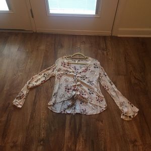 Flower Lace up Blouse